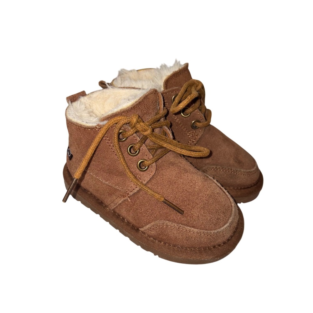 Lamo Jacob Suede Lace‎ Up Boots Chestnut Brown Faux Fur Lined Toddler Size 7